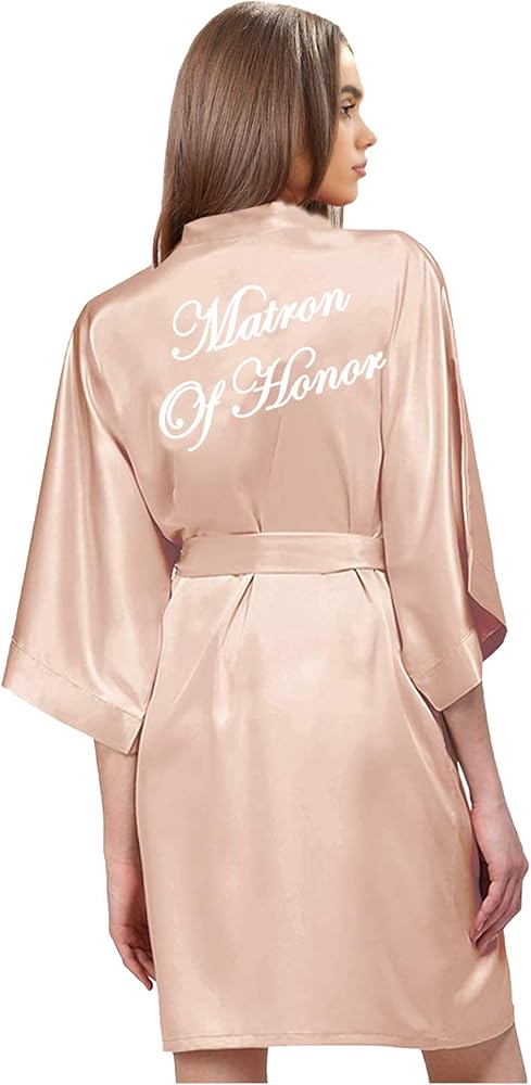 Satin Robe for women Short Bride and Bridesmaid Rose Gold Dressing robe for Wedding Party…