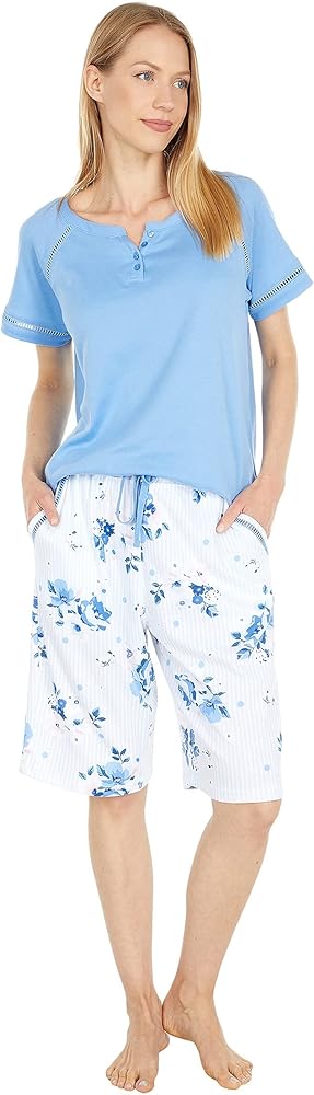 Karen Neuburger Women's Sleeve Top and Bermuda Short Bottom Pajama Set