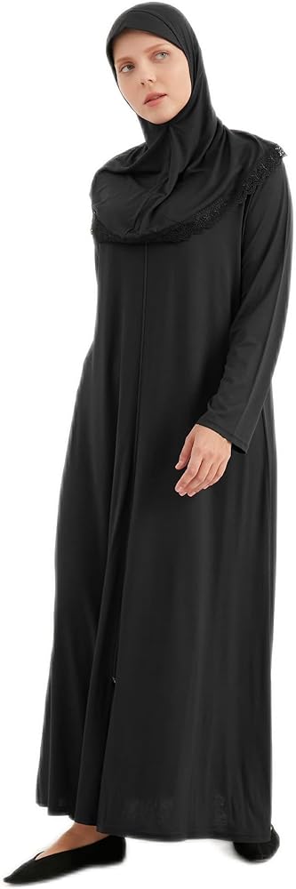 Abaya for Muslim Women Prayer Dress with Zipper Long Sleeve Clothes Hijab Garment Two Pieces Robe Maxi Size