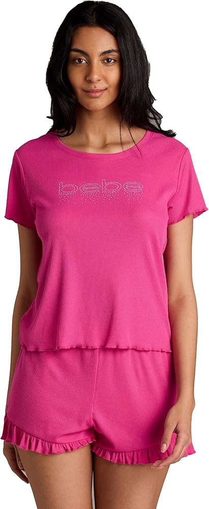 bebe Womens Pajamas Set - Shirt and Lounge Pajama Shorts Sleepwear Set