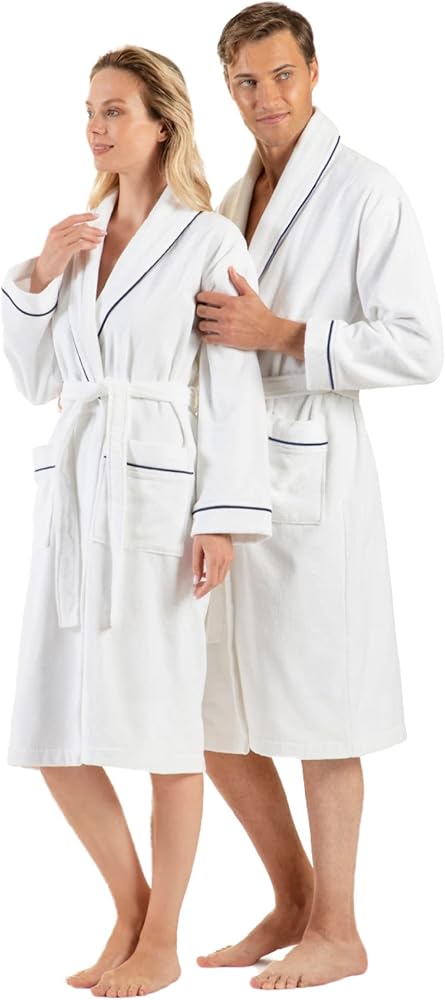 English Home Premium Cotton Robes for Women, Lightweight Mens Robe, Unisex Terry Cloth Bathrobe, Soft Shower Spa Robe, 1 Pcs