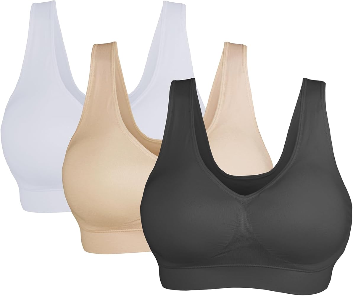 Cabales Women's Seamless Bras for Yoga Fitness Running Workout Low Impact Sports Bras with Removable Pads