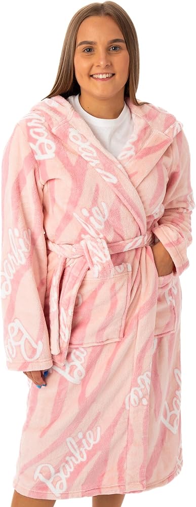 Barbie Hooded Bathrobe All Over Print Dressing Gown Womens robe