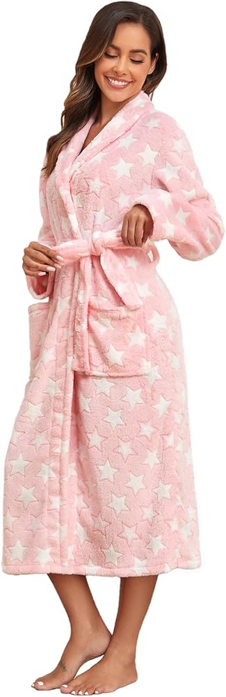 RONGTAI Plush Warm Women Robes Lightweight and Soft Spa & Bath robe for Birthday and Holiday Gifts