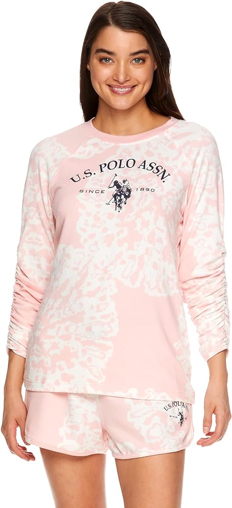 U.S. Polo Assn. Womens Long Sleeve Athletic shirt and Shorts Pajama Lounge Sleep Set