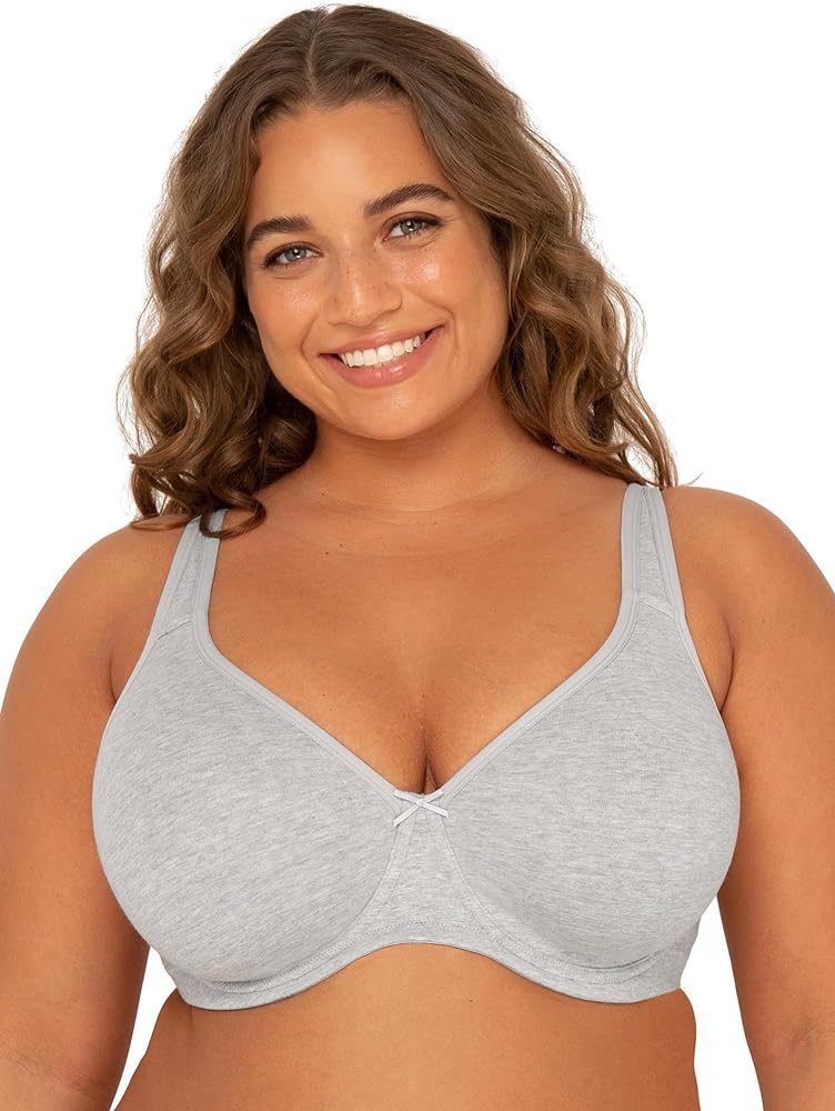 Fit For Me By Fruit of the Loom Women's Plus Size Cotton Unlined Underwire Bra-Pinch-Free Straps - Side and Back Smoothing