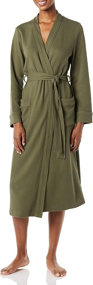 Amazon Essentials Women's Lightweight Waffle Full-Length Robe (Available in Plus Size)