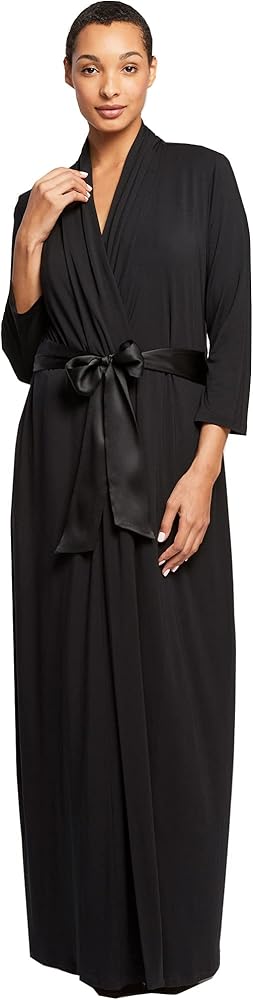 Fleur't Women's Iconic Long Robe, 621, Black, L/XL