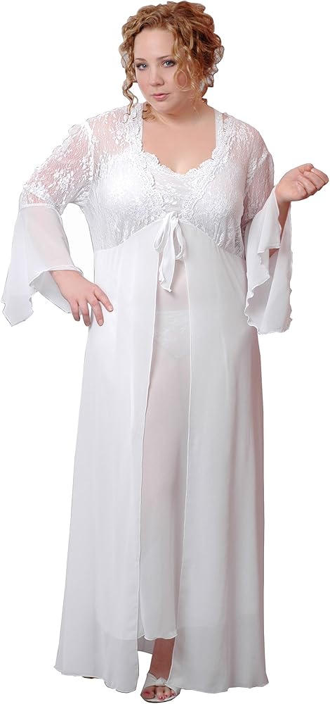 Women's Plus Size Chiffon Fitted Long Robe #3059x