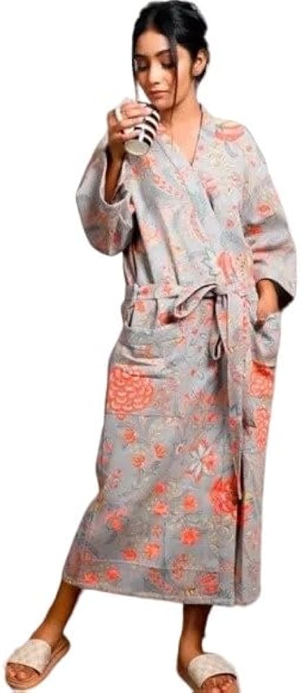 Waffle textured organic cotton Kimono/Robe.