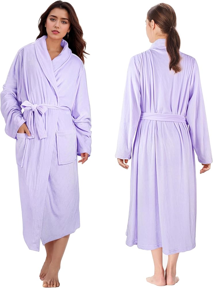 Catalonia Soft Fleece Robe, Women Long Bathrobe, Comfy Spa & Bath Body Wrap Sleepwear House Dress Nightgown