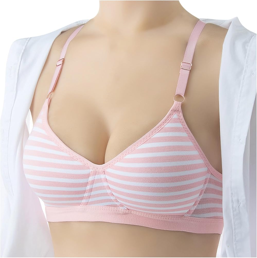 Women's No Underwire Everyday Bra for Women with Support Comfort Yoga Bralette Push Up Striped Bras