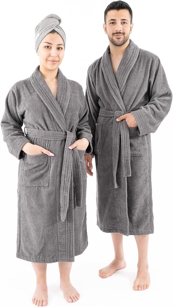 American Soft Linen 100% Cotton Robes for Women and Men, Soft Lightweight Quick Dry Unisex Couple Turkish Bathrobes