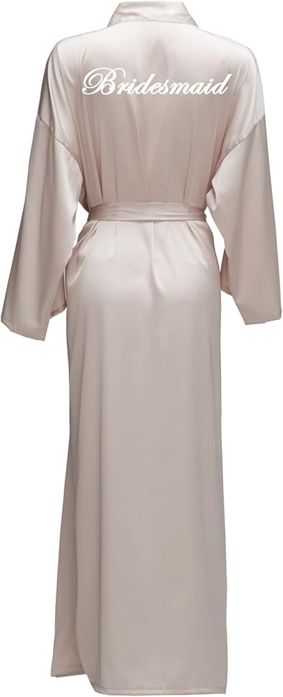 LONG Satin Robe for women Bride and Bridesmaid Robes Dressing robe for Wedding Party…