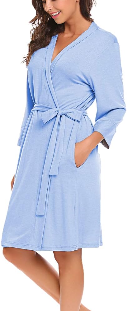 Bluetime Womens Robe Soft Kimono Robes Short Bathrobe Sleepwear