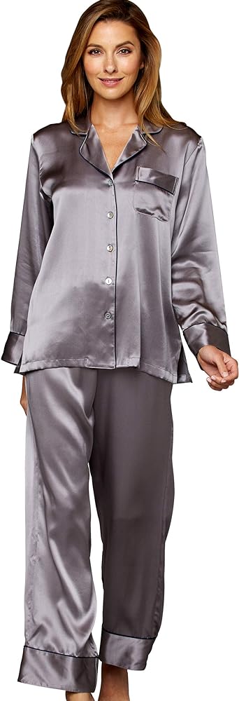 Women's Paradise Found 100% Silk Pajamas, Petite, Roca