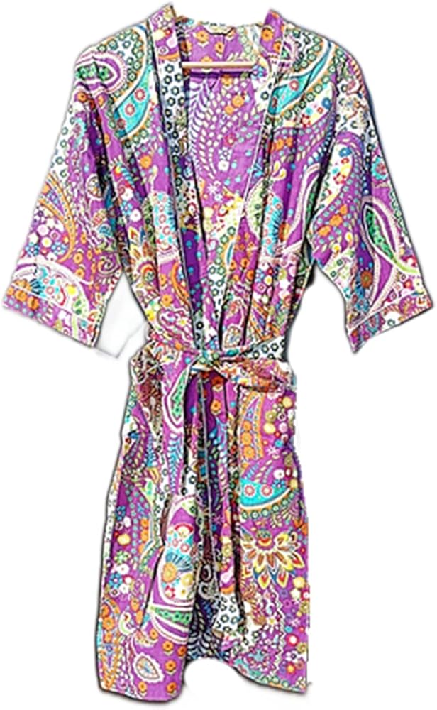 Kimono Robes for Women Cotton Paisley Print Kimono Soft Bath Beach Wrap Wear Robe House Coat Dress BY B&A VENTURES