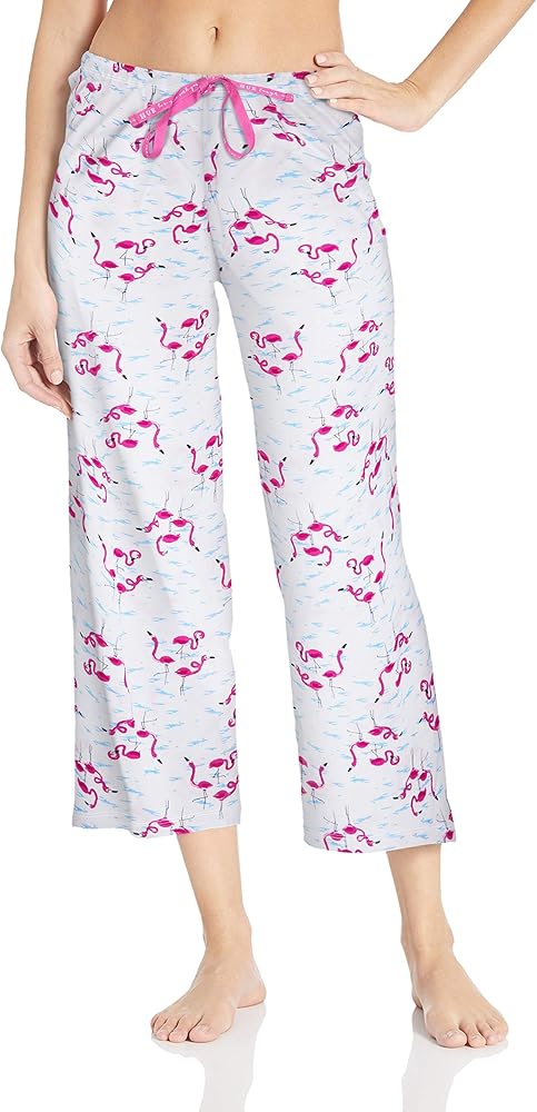 HUE womens Basic Printed Knit Capri Pajama Sleep Pant, Made With Temperature Control Technology