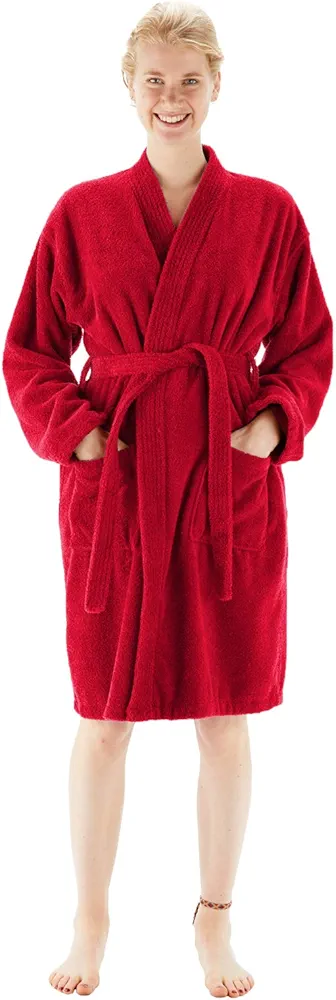 BC BARE COTTON 100% Turkish Cotton Women Terry Kimono Robe, Large, Burgundy