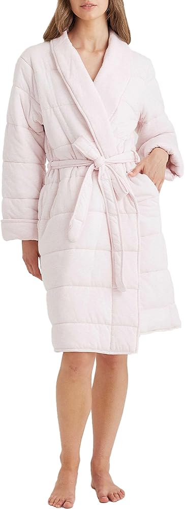 Cuddle Puffa Knit Robe M, Rose Dust