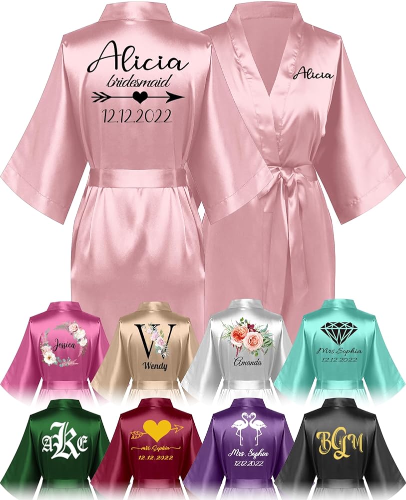 Personalized Robes for Women Custom Name Bridesmaid Robe Pajamas Wedding Gifts