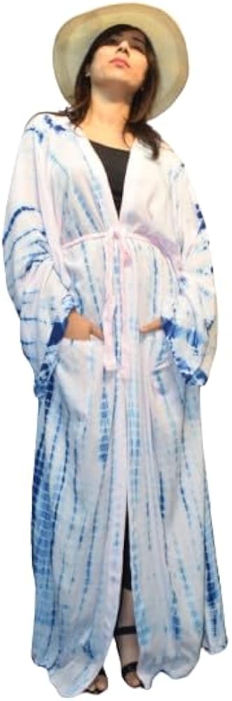 Blue Color Long Kimono, Robe, Summer,Unisex Kimono,Tall Women’s,Vacations, Holiday Look kimono robe long Tie Dye Color kimono bride, kimono