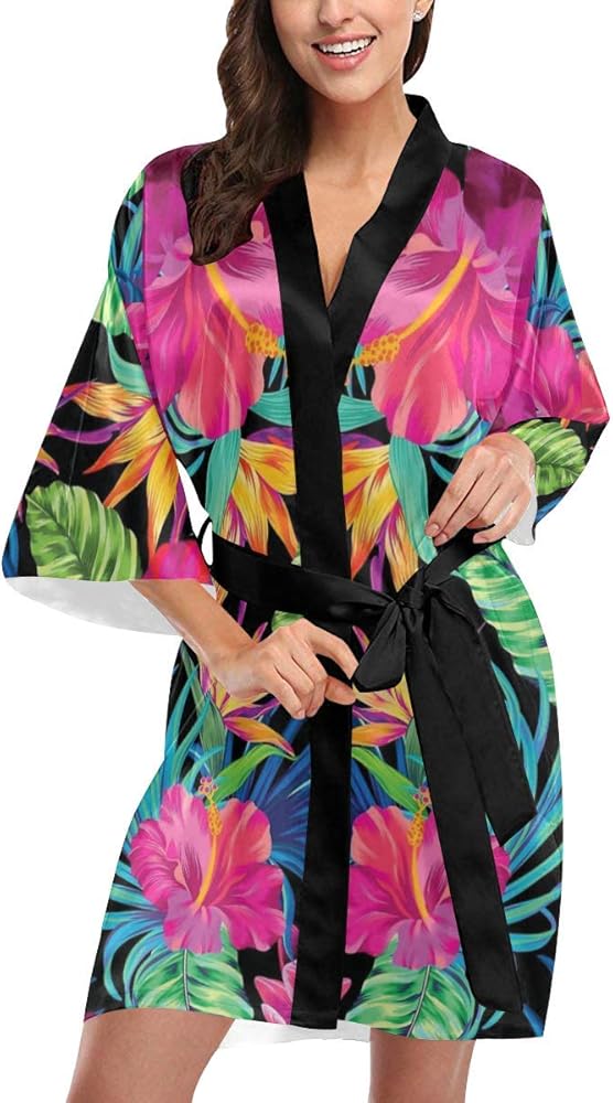 Japanese Kimono Robes For Women Men Tropical Floral Dress Jacket Bridesmaids