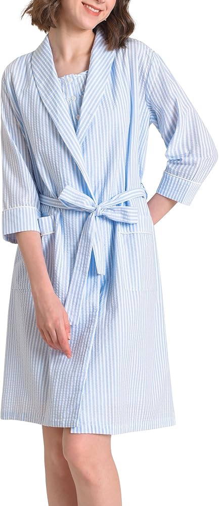 Latuza Women's Cotton Nightgown with Matching Robe Set