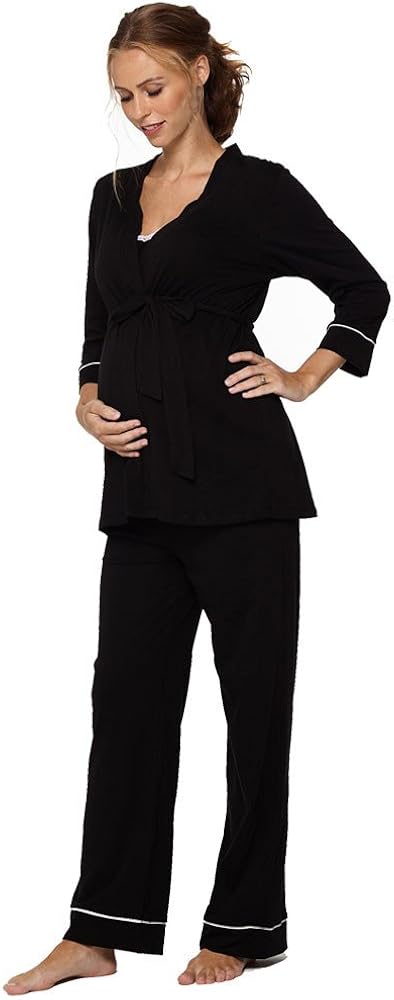 Women's Lounge Chic Maternity and Nursing Pajama + Robe Set