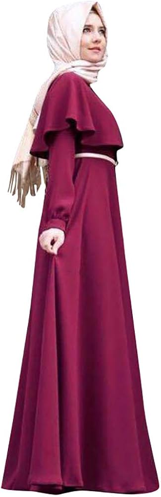 Women's Long Sleeve Maxi Dress Muslim Abaya Robe Plain Simple Modern Islamic Arabic Style Casual Dress