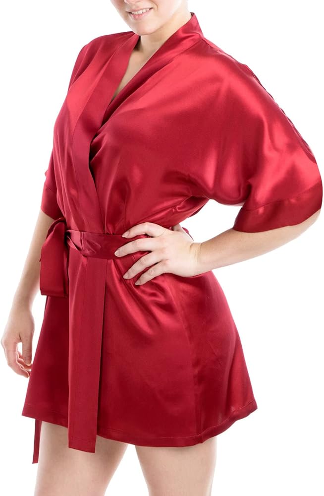 Women's Luxury Silk Sleepwear 100% Silk Sexy Short Robe Kimono