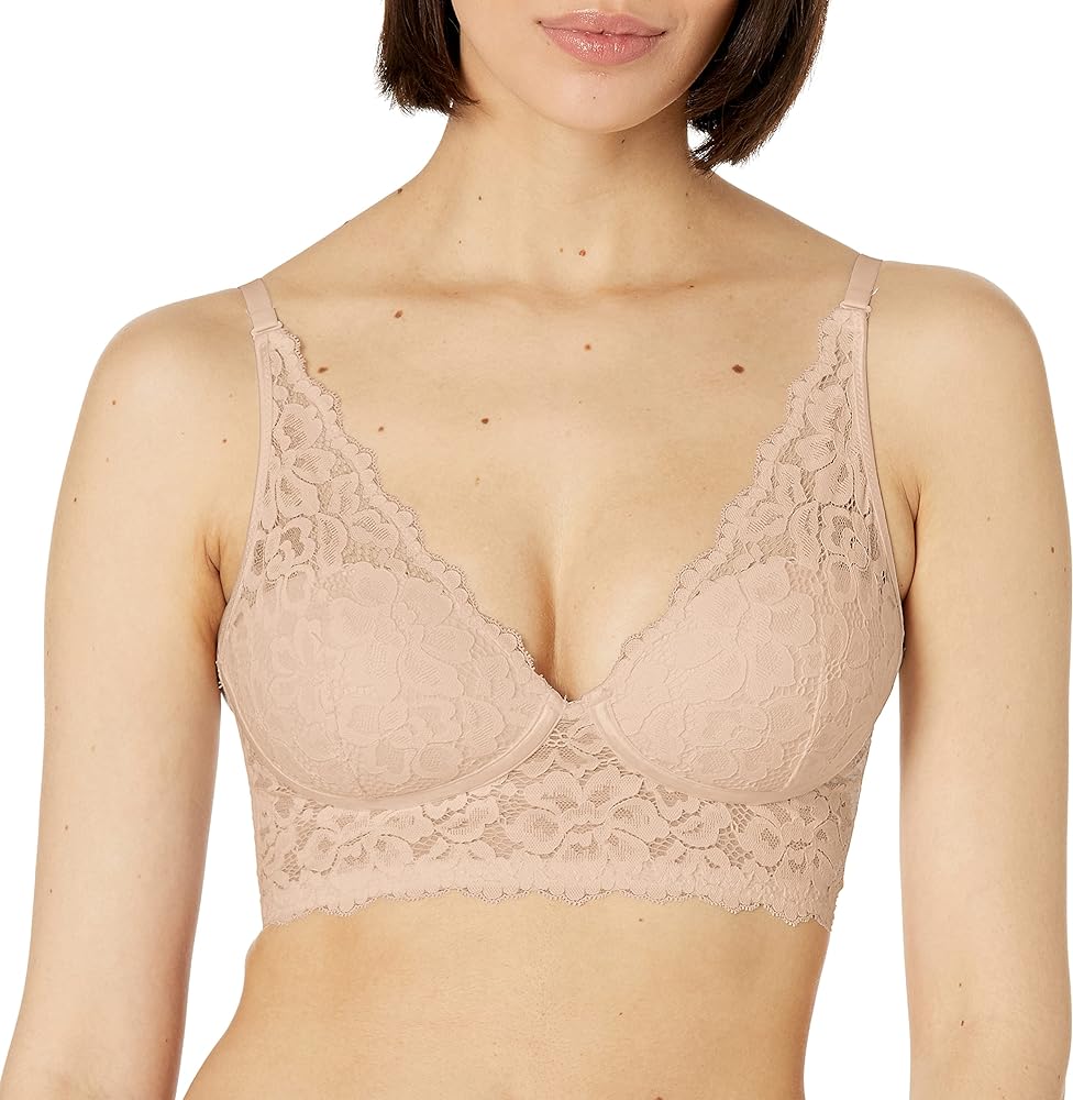 Maidenform Women's Wireless Bralette, Pure Comfort Lace Longline Bra, Convertible Bra for Women