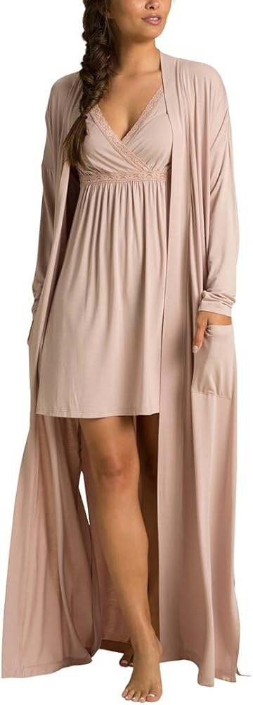 Barefoot Dreams Luxe Milk Jersey Women's Duster Robe, Light Pool Robe