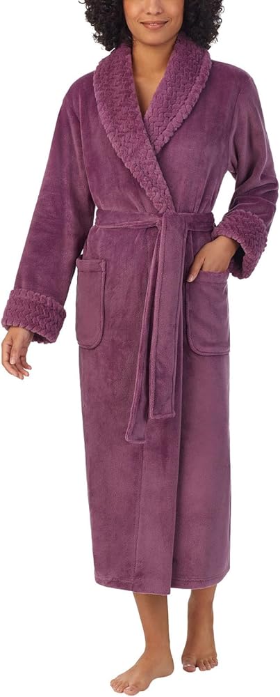 Carole Hochman Women Shawl Collar Plush Robe (US, Alpha, Large, Regular, Regular, BERRY)