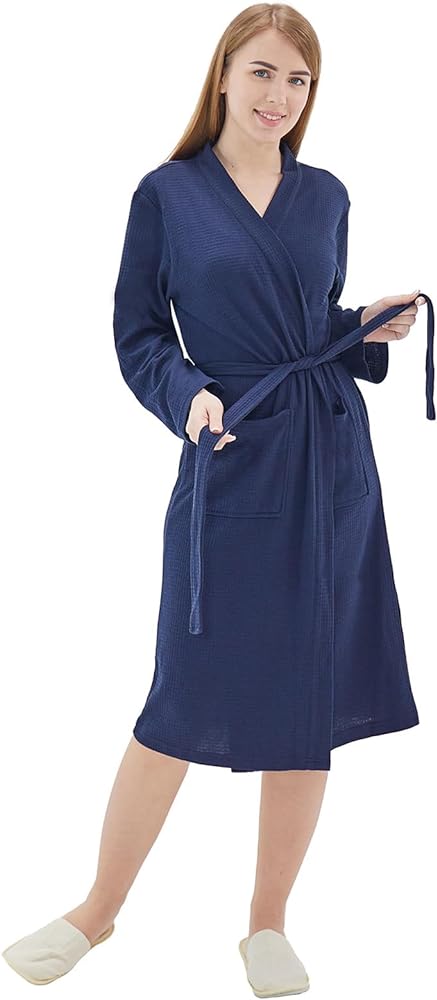 Women Bathrobe Summer cotton Kimono Long Knit Lightweight Soft Knit Sleepwear V-neck Casual Ladies Loungewea robes for women