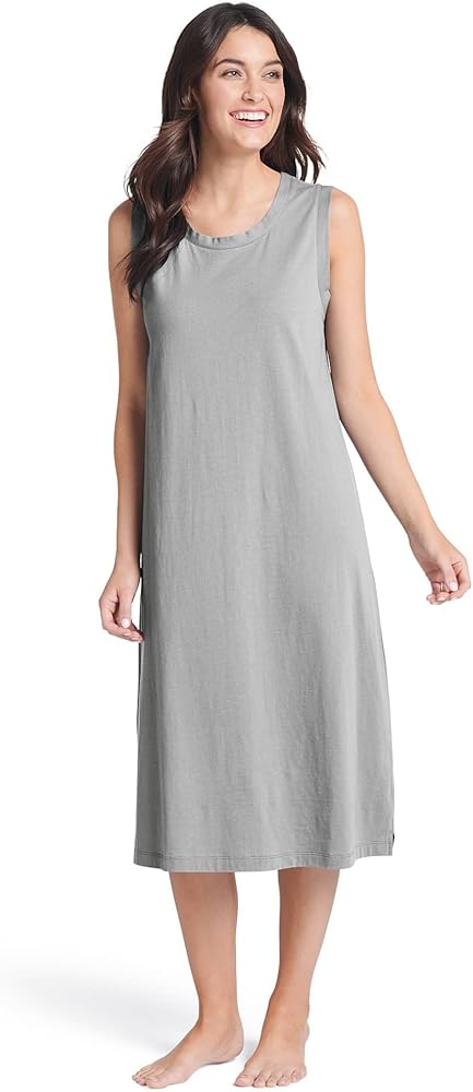 Jockey Women's Sleepwear Everyday Essentials 100% Cotton Tank Sleep Dress, Grey Heather, S