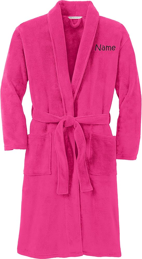 Personalized Plush Microfleece Robe with Embroidered Name, Smoke