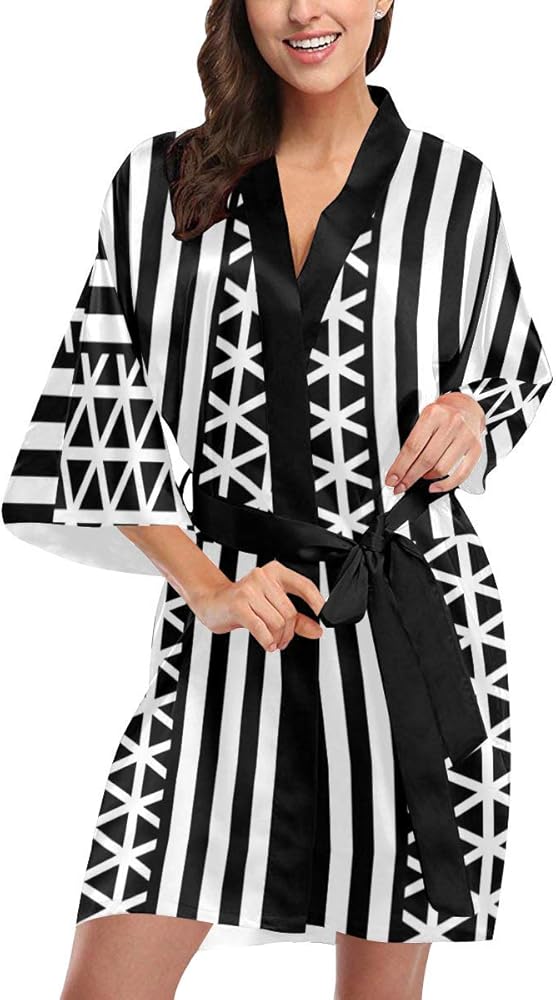 Japanese Kimono Robes For Women Men Black White Snow Star Stripe Dress Jacket