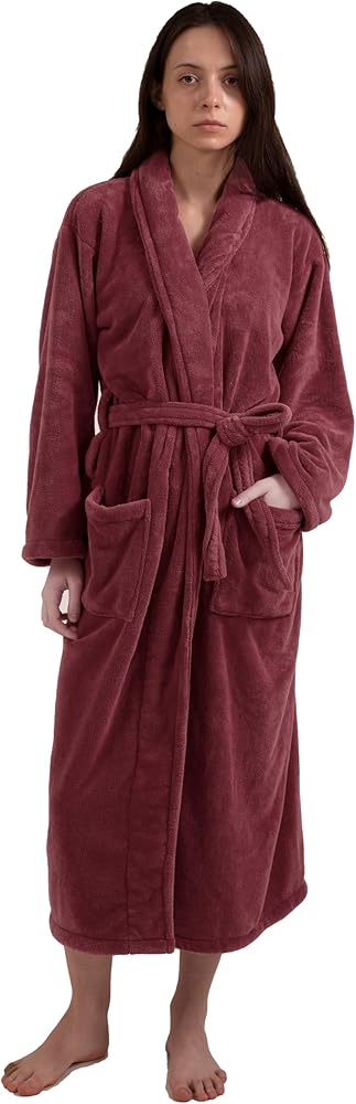 Women's Plush Luxury Robe Fleece Soft Warm Bathrobe