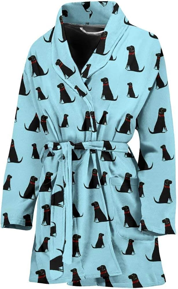 Black Labrador Pattern Print Limited Edition Women's Bath Robe