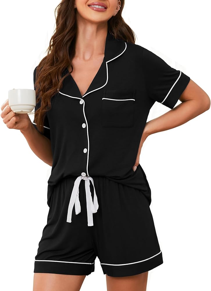 Pajama Sets For Women 2 Piece PJ Sets Short Sleeve Lounge Set Fashion Sleepwear