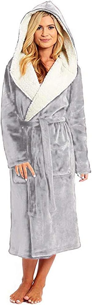 Bath Robes for Women With Hood After Shower Heavy Fuzzy Robes Long Female Bathrobe Plus Size Christmas Gifts for Women