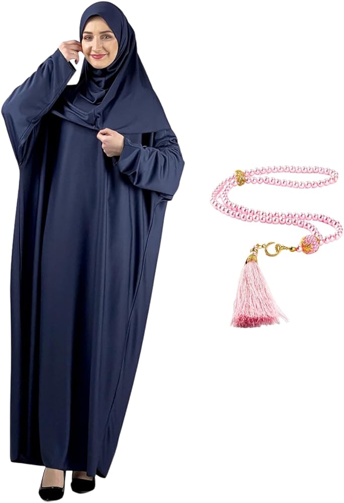 Women Prayer Clothes with Hijab Muslim Outfits Long Robe Abaya Turkish Islamic Dresses Dubai Kaftan with Rosary